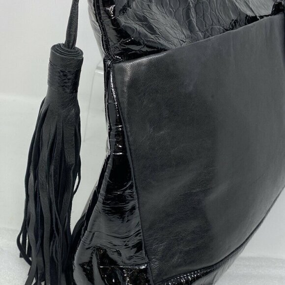 80's Extra Large Croc Embossed Patent Clutch Bag - Picture 5 of 8